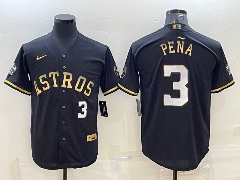 Men Houston Astros #3 Pena Black Gold Nike 2022 MLB Jerseys->houston astros->MLB Jersey